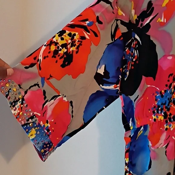 St. John Blue and Red Floral Dress - Picture 7 of 7